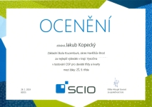 Ocenění za výborné výsledky v Národním testování pro žáka naší ZŠ